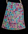 Large Vintage Rhinestone Pendant Necklace Multicolor Extra Long 30 Inch Chain — photo 3