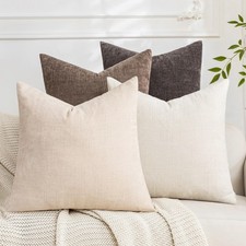 Set of 4 Soft Textured Decorative Throw Pillow Covers 20x20 Inch Cozy Farmhou...