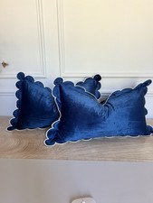 Image of Set Of 2 Navy Blue Scalloped Edge Cushion Covers 30cm X 50cm