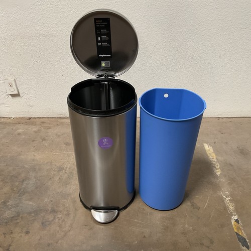 simplehuman 30L Round Step Trash Can CW1810 Brushed Stainless Steel - Picture 2 of 3
