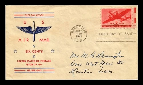 US COVER AIR MAIL 6C FIRST DAY ISSUE SCOTT C25