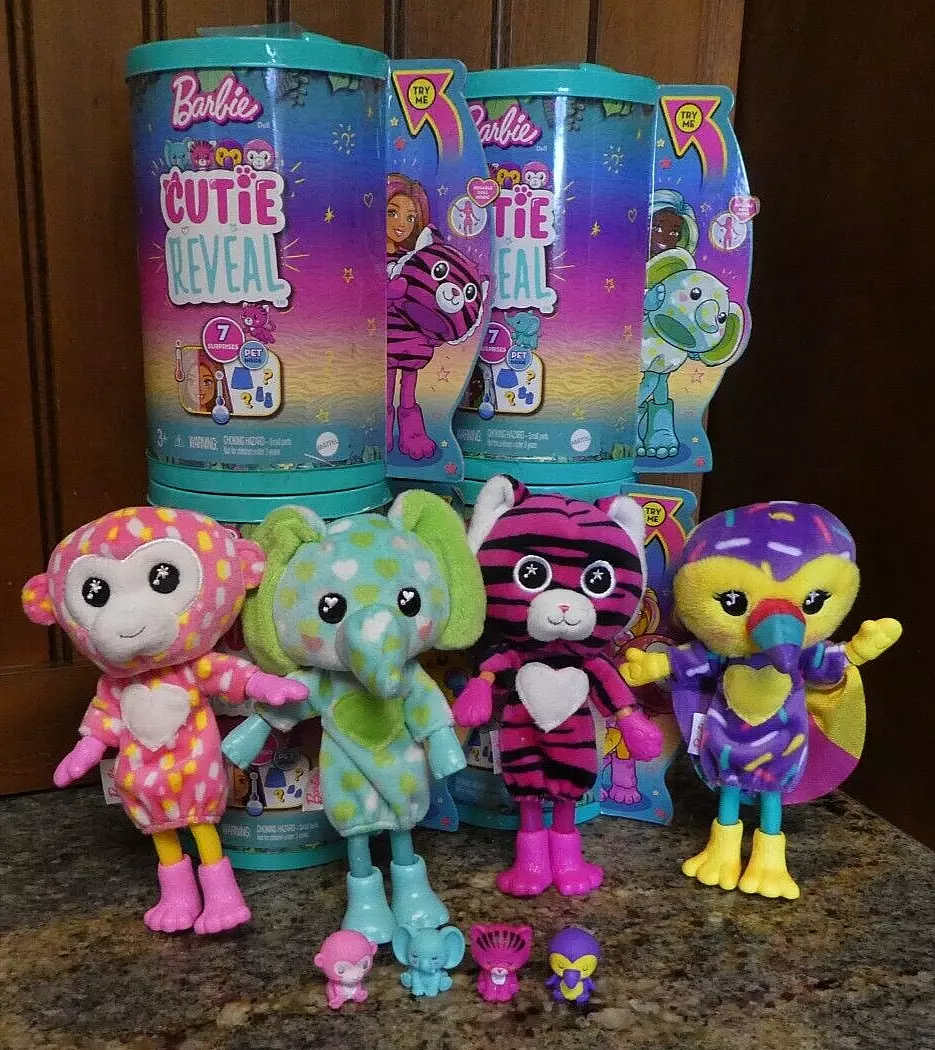 ALL 4 CHELSEA CUTIE REVEAL JUNGLE SERIES ELEPHANT, TIGER, MONKEY, TUCAN MINT