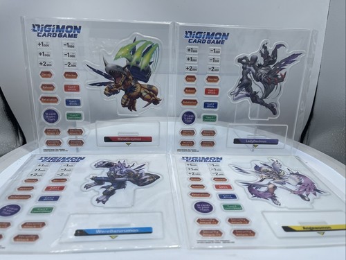 4 Digimon Acrylic Standee Sheet LadyDevimon, MetalGreymon, WereGarurumon, Angewo