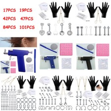 17-101Pcs Pro Ear Piercing Gun Kit Body Nose Ear Navel Eyebrow Lip Tool Set USA