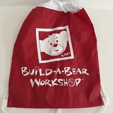 Build-A-Bear Workshop Red Drawstring Cinch Bag Backback Bag Tote
