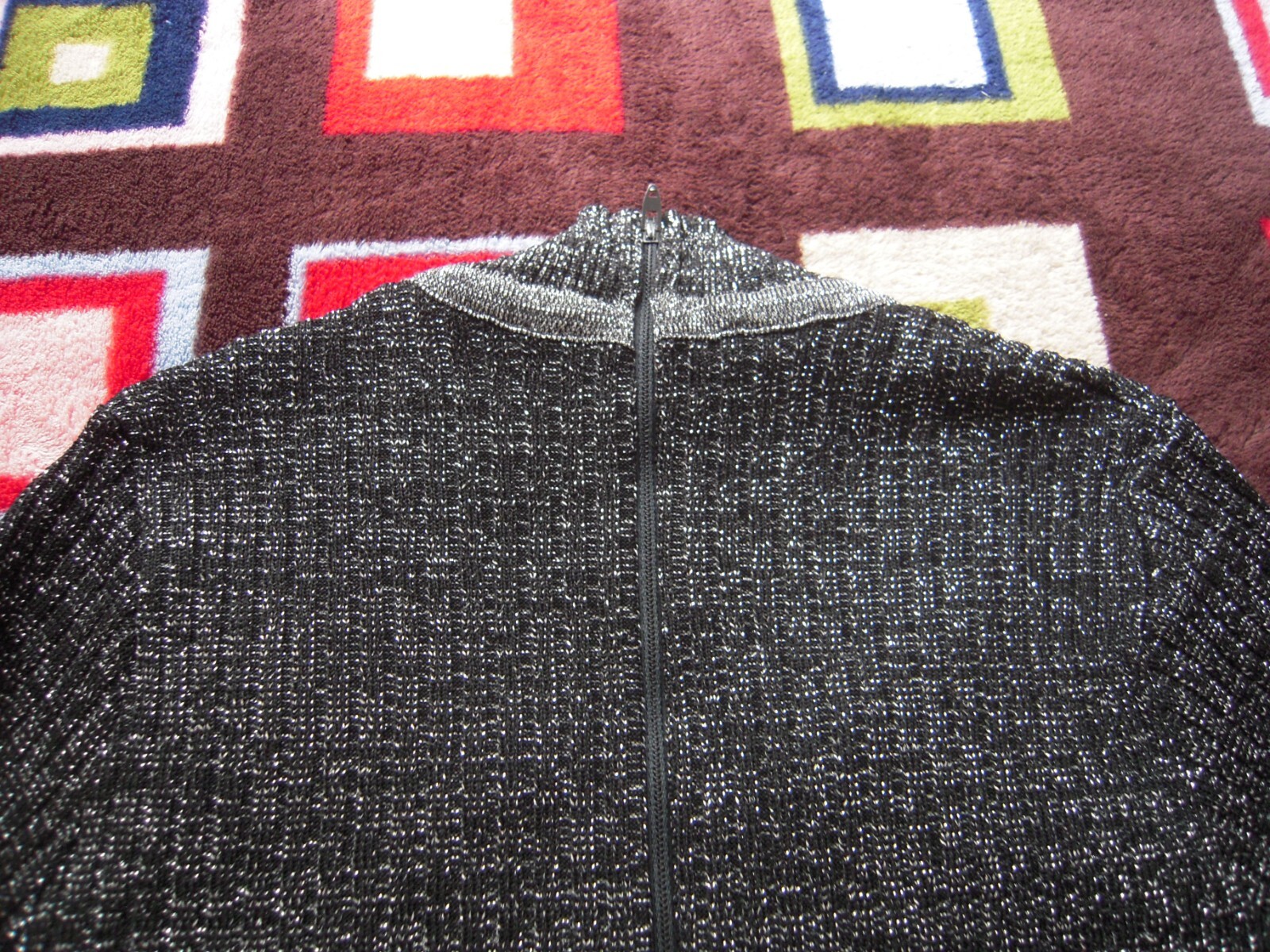 VTG BLACK & GREY POLY BLEND SOLID PATTERN W BACK … - image 10