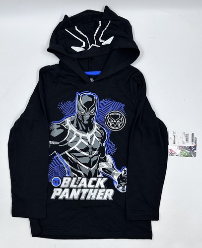 Kid Boys' Casual Pull On Black Panther Hooded Sweat Shirt & Jogger Jeans Size 7 - Picture 2 of 5