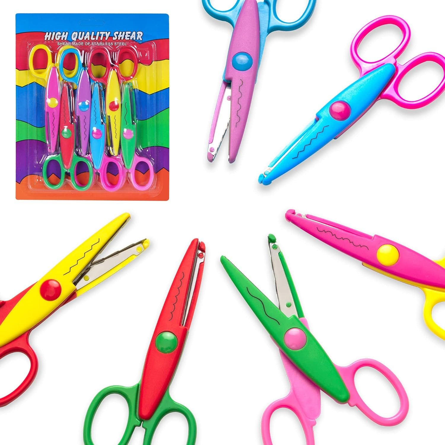Colorful Craft Scissor Set with Decorative Edge in 6 Patterns Available for Left