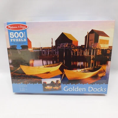Melissa & Doug 500 Pieces Jigsaw Puzzle New & Sealed Golden Docks Boats Harbor - Image 1 of 4