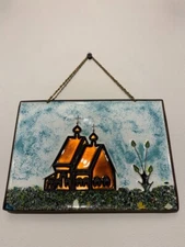 Русская картина табличка Васильевская церковь. 20х14 см. 1979 ссср. медь. эмаль.