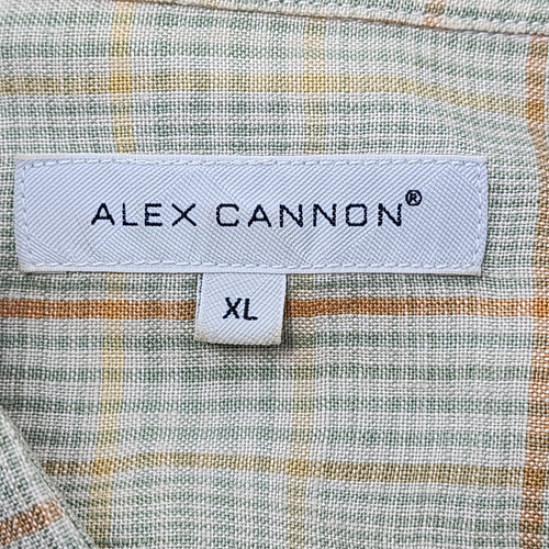 Alex Cannon 100% Leinen Kurzarm Hemd mit Knopfleiste Herren Gr. XL grün kariert - Bild 6 von 9