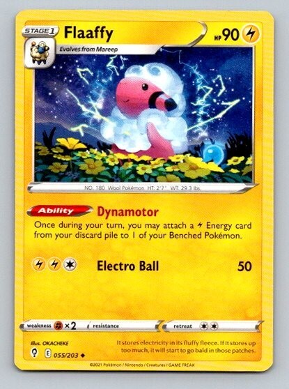 2021 Pokemon Card Evolving Skies Flaaffy 55/203