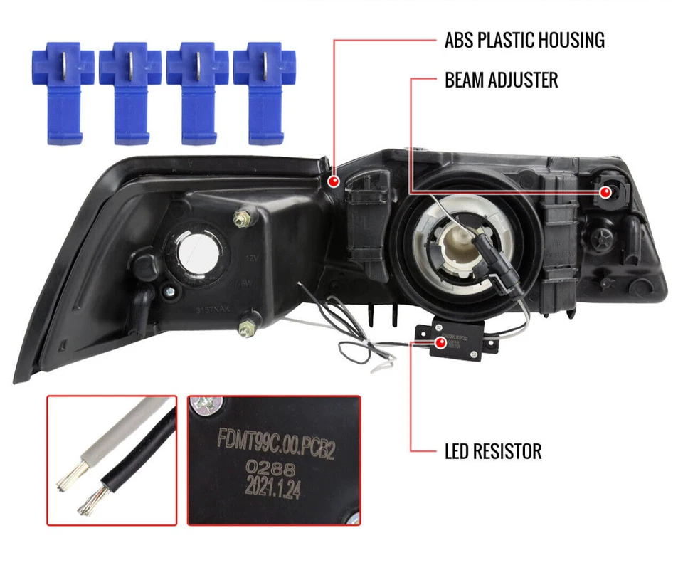 Faros de carcasa negros para Ford Mustang 99-04 con reflector U DRL GT Cobra SVT 4,6 L Foto 3 de 3