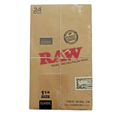 Raw Cone 1 1/4 Natural Unrefined  Rolling Papers 24 Pkg of 50 total 1200ct