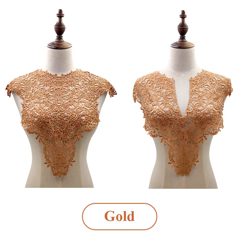 1PC Embroidery Lace Applique Motif DIY Sewing Craft Wedding Dress Neck Trimming - Image 4 of 4