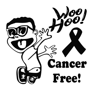 Woo Hoo Cancer Free.  Celebration, Happy dance! Vinyl decal 43 colors available