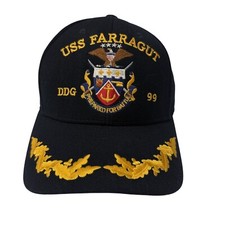 Vtg The Corps Black USS FARRAGUT DDG 99 Wool USN US Military Scrambled Eggs Cap
