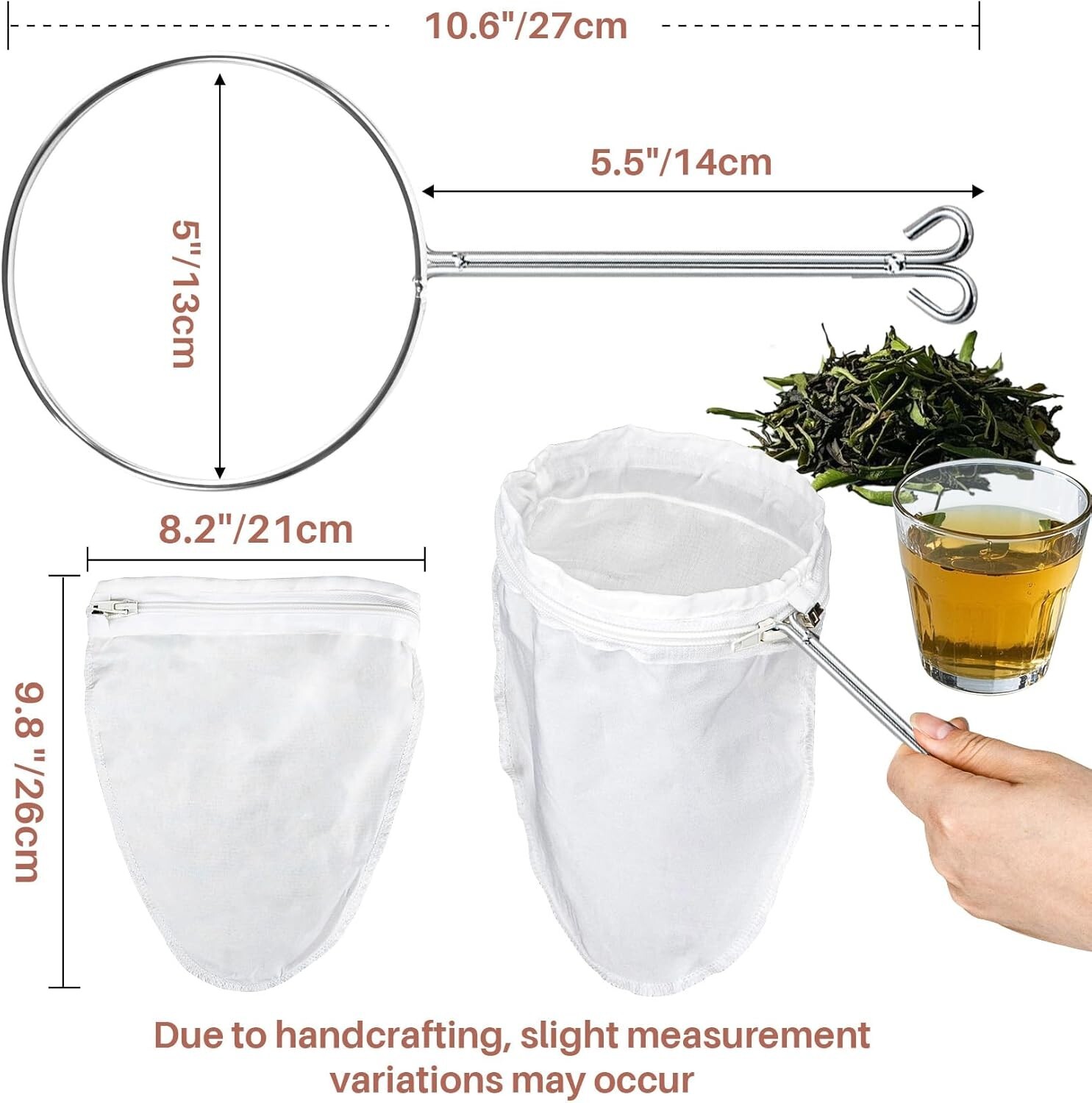 3PCS RAINFLOW Reusable Mesh Strainer Bags Cheese Cloth for Coffee Tea