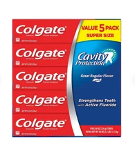 Colgate Cavity Protection Toothpaste with Fluoride, Regular Flavor {8 oz., 5 pk}