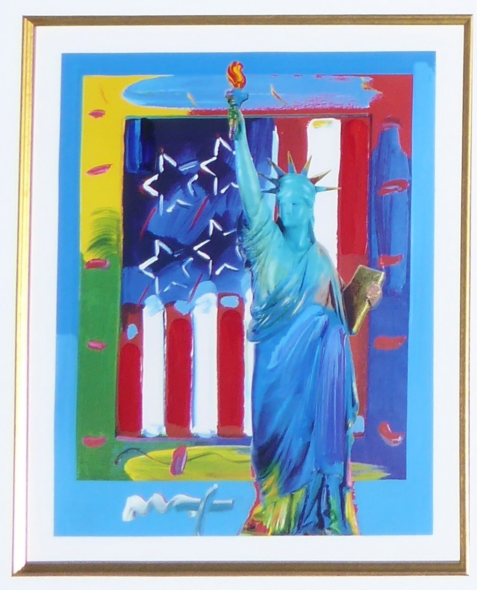 PETER MAX Full Liberty w. Flag Unique Orig. Painting Hand signed
