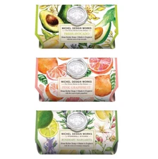 Set/3 Michel Design Works 8.7 oz Bath Bar Soap Asst Avocado Grapefruit Margarita