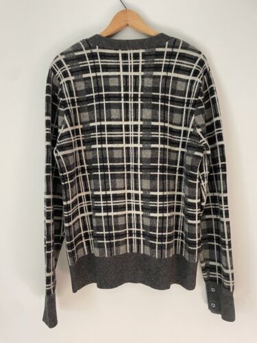 Club Monaco Men’s Lambswool Cardigan L Plaid Gray Thick Classic Grandpa *Read* - Picture 17 of 18