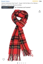 Calvia Cashmere Feel Scarf Soft & Warm Elegant Looks - Christmas Red Tartan