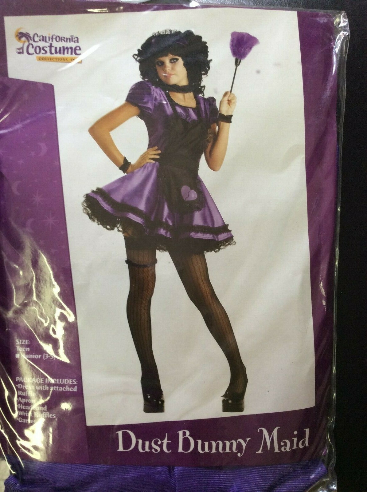Sexy Purple French Maid Dust Bunny Halloween Costume Adult Size Sm(3