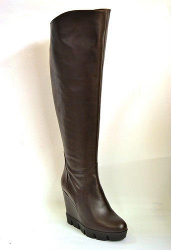 Stivali mezzo polpaccio stringati con zeppa da donna fatti a mano in p –  LeonardoShoes