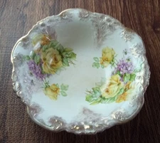 Dresden China Dresden Yellow Flowers Decorative Bowl  10"