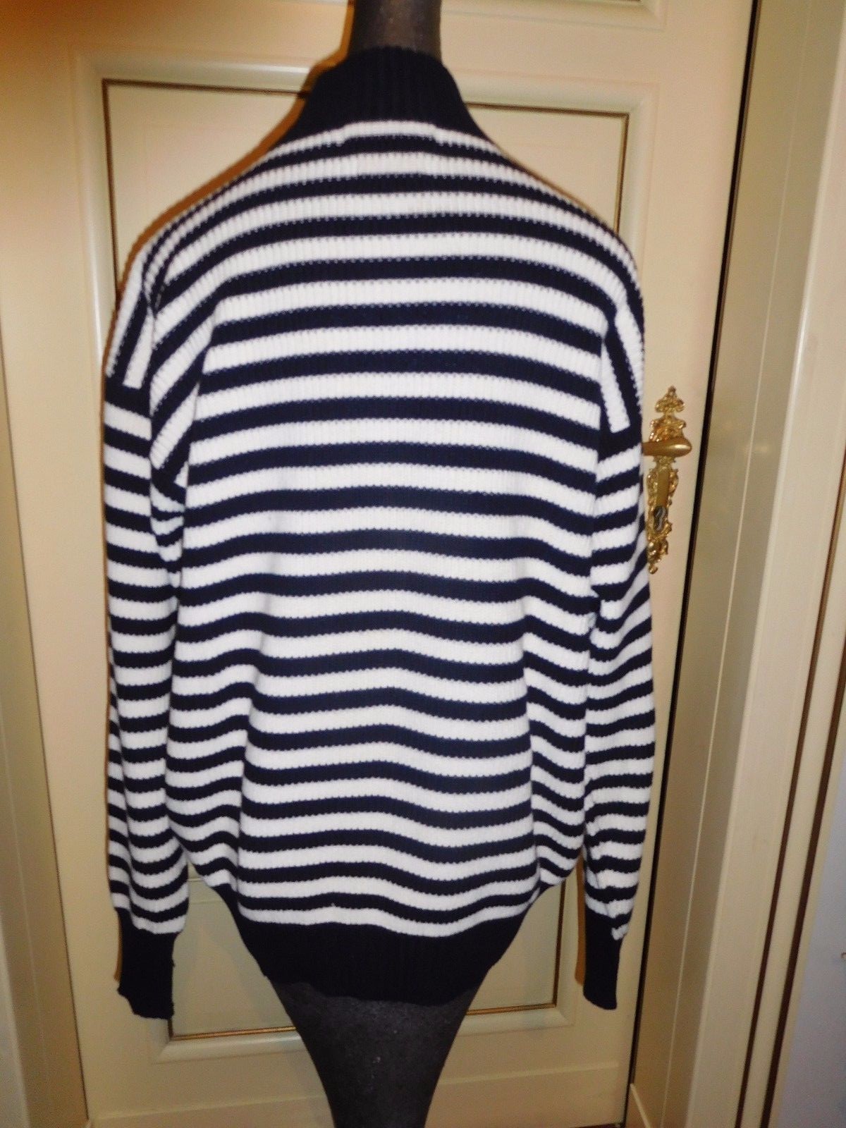 Rare Vtg Black white Ralph Lauren Polo Sport Striped Sweater P wing Bear 92 93 L image 4