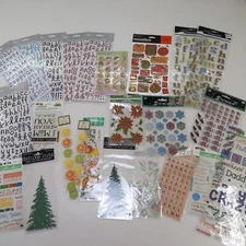 Scrapbook lot Of Sickers Letters Various Brands Trees Snowflake Flowers Crafts
