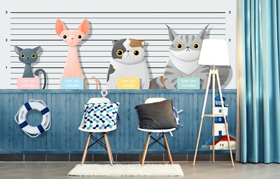3D Cute Pet Cat ZHUA7879 Wallpaper Wall Murals Removable Self-adhesive Amy