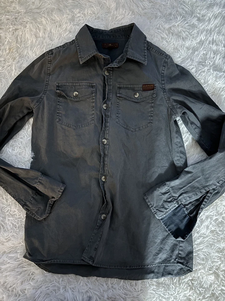 Seven For All Mankind Boys talla Camisa estilo Oxford con botones gris M. Lindo Foto 2 de 4