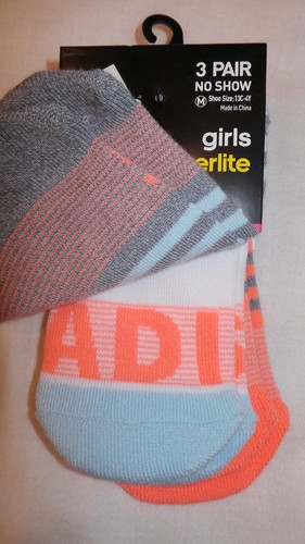 ADIDAS 3-pack Girls Superlite No Show Socks M 13C-4Y, L 3Y-9 Youth 3-Pair - Picture 4 of 10