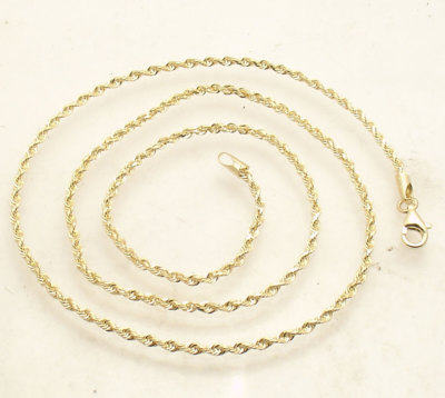 2 mm Massiv Funkelnd Glitzer Diamantschliff Seil Kette Halskette Echt 10K Gelbgold