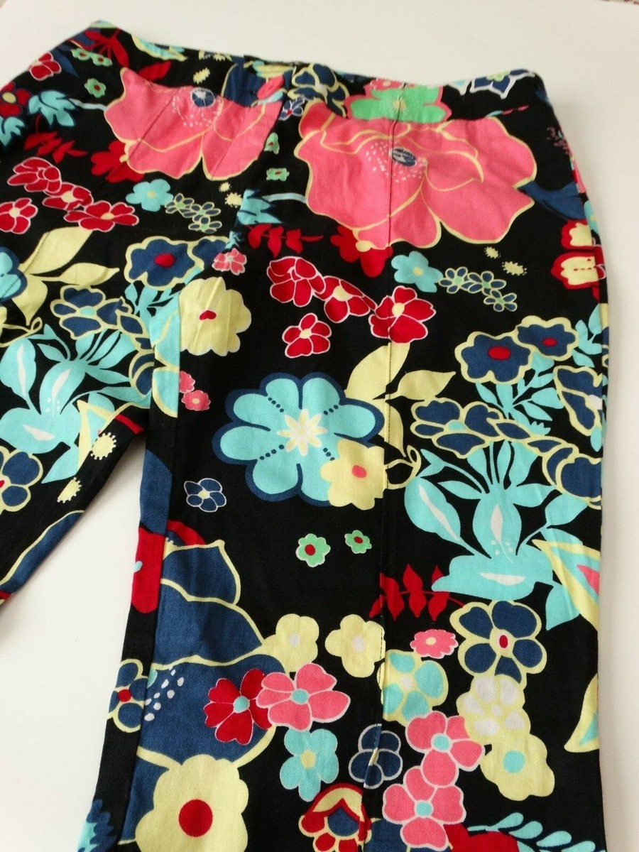 Love Moschino Black Floral Twill Pant Trouser US 6 W29 L31