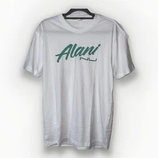 Alani Nu White Logo T-Shirt Women’s Size Large Cotton Blend Tee Alani Merch