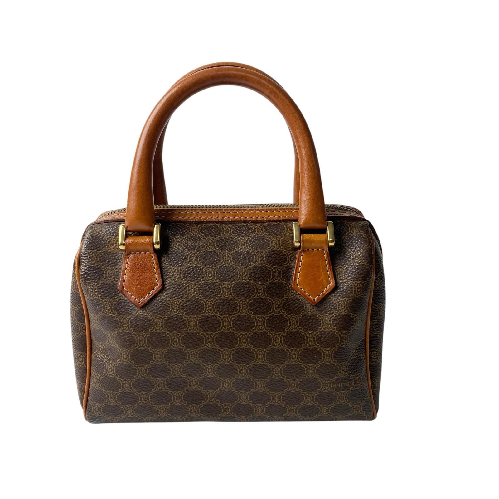 Celine Macadam Pattern Brown PVC Mini Boston Bag … - image 1