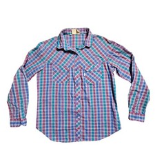Vintage Levi's Strauss Kids Plaid Flannel Western Button Up 14 Cotton Blend 80s