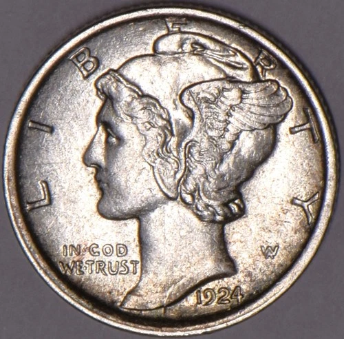 1924-D Mercury Dime; Decent AU+