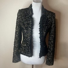 Zara Trafuluc black textured tweed blazer WOMENS SMALL