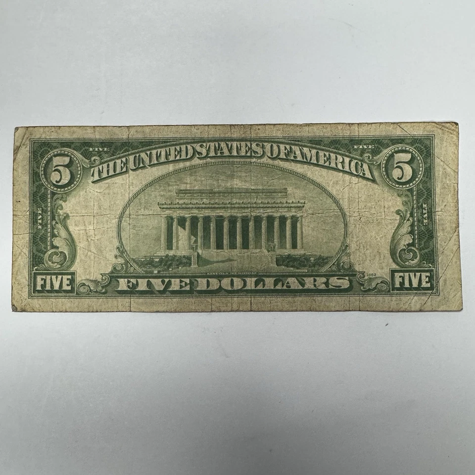 Billete de cinco dólares de plata certificado sello azul 1934 G94316520A Foto 4 de 4