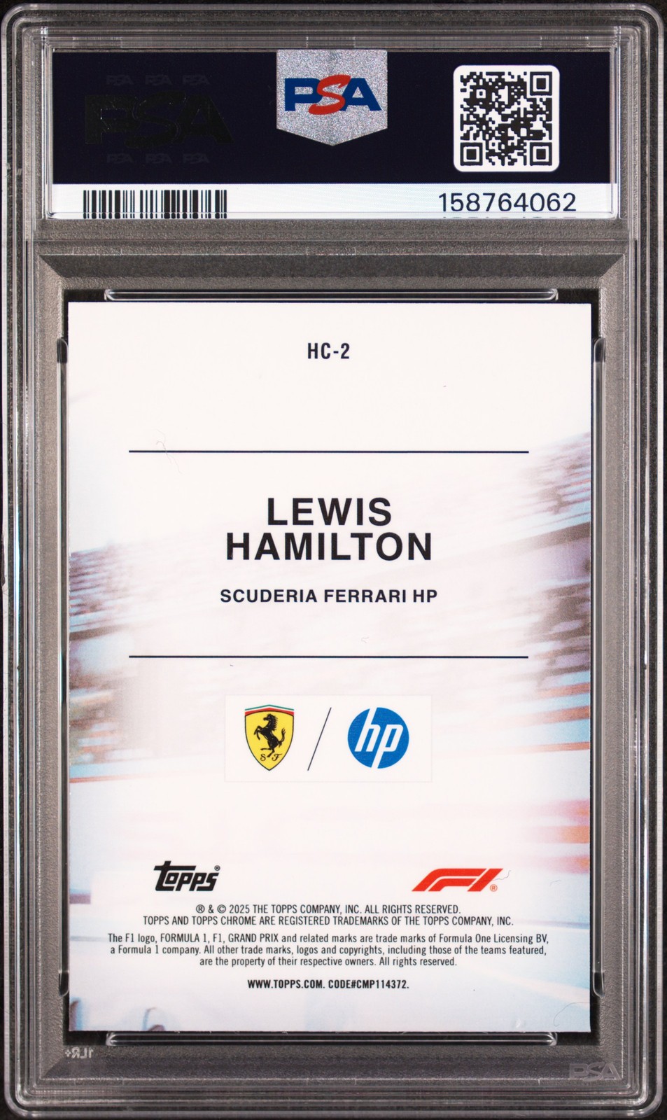 2025 TOPPS CHROME FORMULA 1 HELMET COLLECTION #HC-2 LEWIS HAMILTON PSA 9 view 2