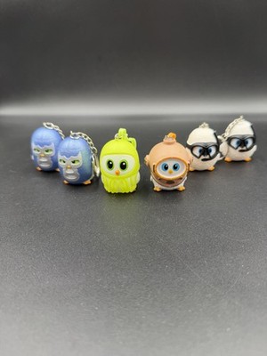 Lot of 6 Mini Keychain Figures Backpack Hanger  Angry Birds Style, Coop Squad