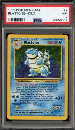 Pokemon Blastoise Base Set Unlimited Holo Rare #2 PSA 7