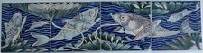 Set of 4 Ceramic Wall Tiles William de Morgan Persian Fish Frieze Replicas Retro