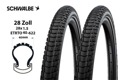 2 Stück 28 Zoll Schwalbe MARATHON PLUS TOUR 28x1.50 Reflexstreifen 40-622