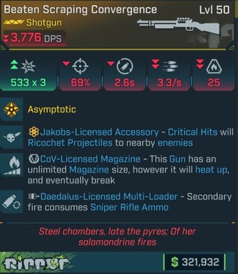 Borderlands 4   CONVERGENCE KINETIC JAKOBS COV DAEDALUS MAX DPS   PS5/XBOX/PC