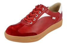Finn Comfort Womens Interlagos Shoe Red Leather Women Size 37.5 7 Us New